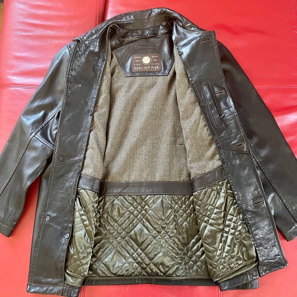 Marc New York Andrew Marc Vinyl Overcoat Brown Size XL - Picture 3 of 5